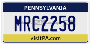 MRC2258 license plate in Pennsylvania