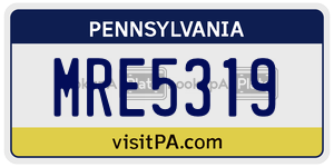 MRE5319  license plate in PA