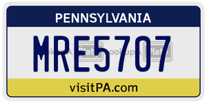 MRE5707 license plate in Pennsylvania