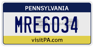 MRE6034 license plate in Pennsylvania