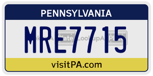 MRE7715 license plate in Pennsylvania