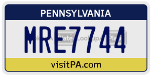 MRE7744 license plate in Pennsylvania