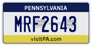 MRF2643 license plate in Pennsylvania
