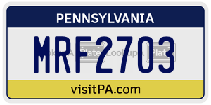 MRF2703 license plate in Pennsylvania
