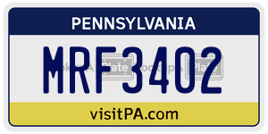 MRF3402  license plate in PA