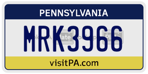 MRK3966  license plate in PA