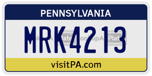 MRK4213 license plate in Pennsylvania