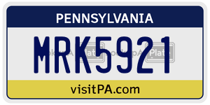 MRK5921  license plate in PA