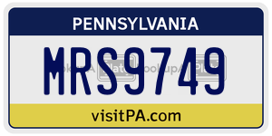 MRS9749  license plate in PA