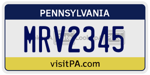 MRV2345 license plate in Pennsylvania