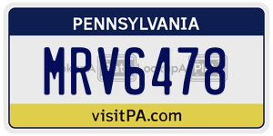 MRV6478 license plate in Pennsylvania