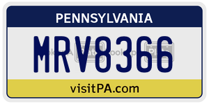 MRV8366 license plate in Pennsylvania