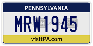 MRW1945  license plate in PA