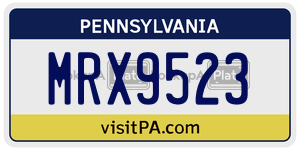 MRX9523  license plate in PA