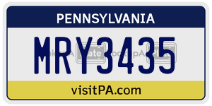 MRY3435 license plate in Pennsylvania