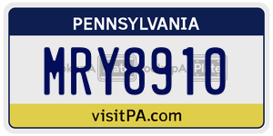 MRY8910 license plate in Pennsylvania