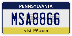 MSA8866 license plate in Pennsylvania