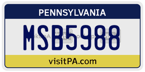 MSB5988 license plate in Pennsylvania