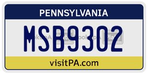 MSB9302 license plate in Pennsylvania