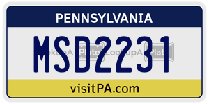 MSD2231  license plate in PA