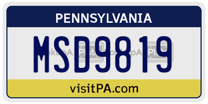 MSD9819 license plate in Pennsylvania