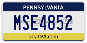 MSE4852  license plate in PA