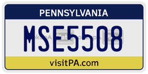 MSE5508  license plate in PA