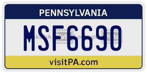 MSF6690  license plate in PA