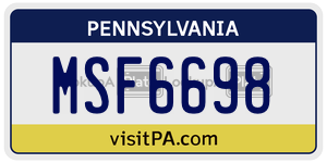 MSF6698  license plate in PA