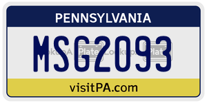 MSG2093 license plate in Pennsylvania