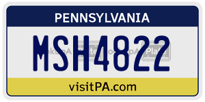 MSH4822  license plate in PA