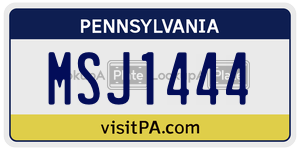 MSJ1444 license plate in Pennsylvania