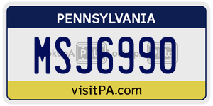 MSJ6990 license plate in Pennsylvania