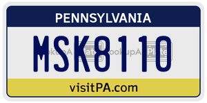 MSK8110 license plate in Pennsylvania