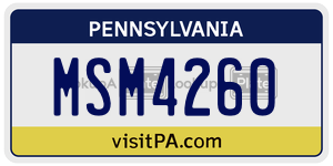 MSM4260 license plate in Pennsylvania