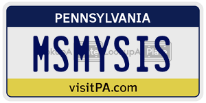 MSMYSIS  license plate in PA