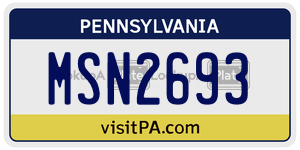 MSN2693 license plate in Pennsylvania