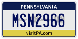 MSN2966  license plate in PA