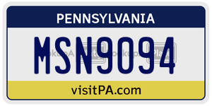 MSN9094 license plate in Pennsylvania