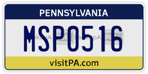 MSP0516  license plate in PA
