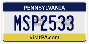 MSP2533 license plate in Pennsylvania