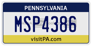 MSP4386 license plate in Pennsylvania