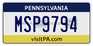 MSP9794 license plate in Pennsylvania