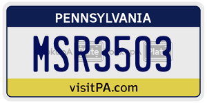 MSR3503 license plate in Pennsylvania