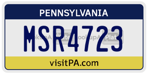 MSR4723 license plate in Pennsylvania