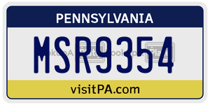 MSR9354  license plate in PA