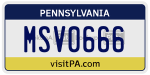 MSV0666 license plate in Pennsylvania