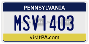 MSV1403 license plate in Pennsylvania