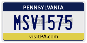 MSV1575 license plate in Pennsylvania