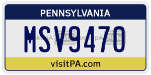 MSV9470 license plate in Pennsylvania